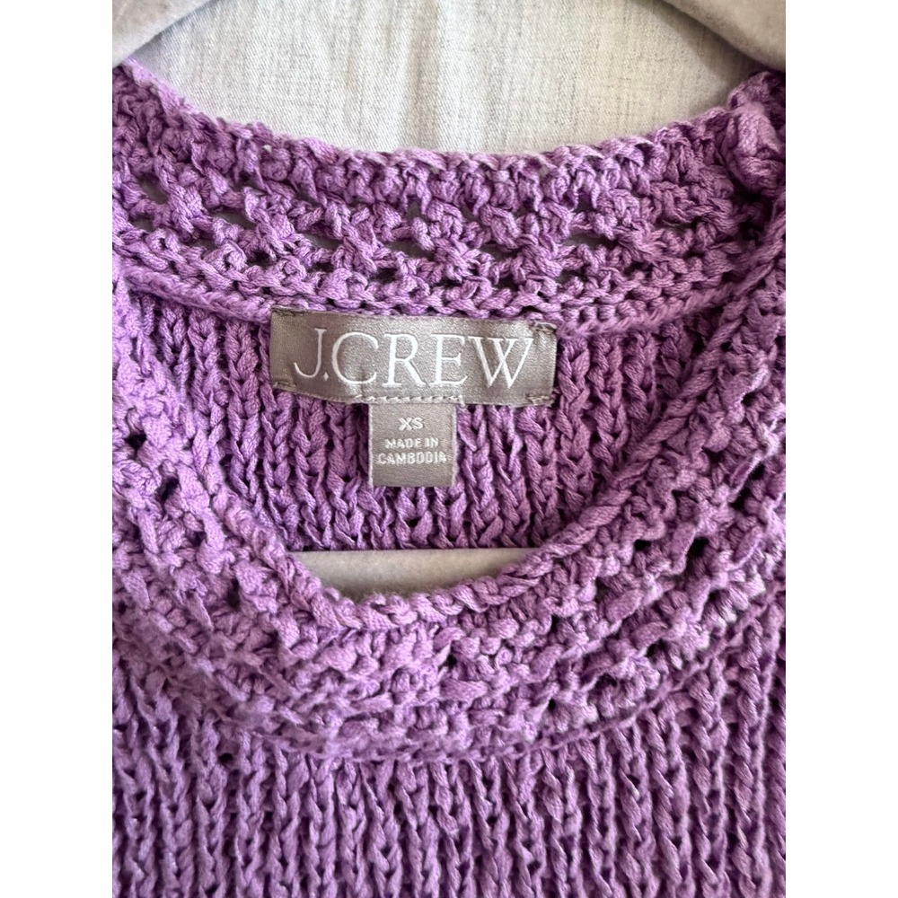 J.Crew Sweater Crochet Tank Top Women XS Purple High Neck - Picture 3 of 8